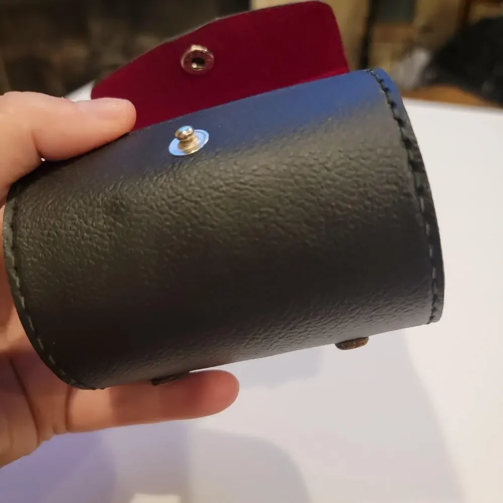Black Point & Shoot Camera Case Pouch Red Lining Faux Leather Compact Travel
